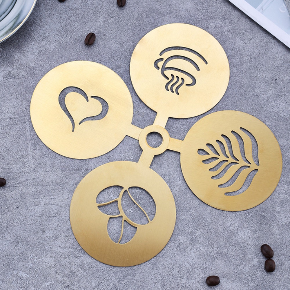 4pcs Stainless Steel Latte Cof - огляд і ціна Coffee Stencil Art
