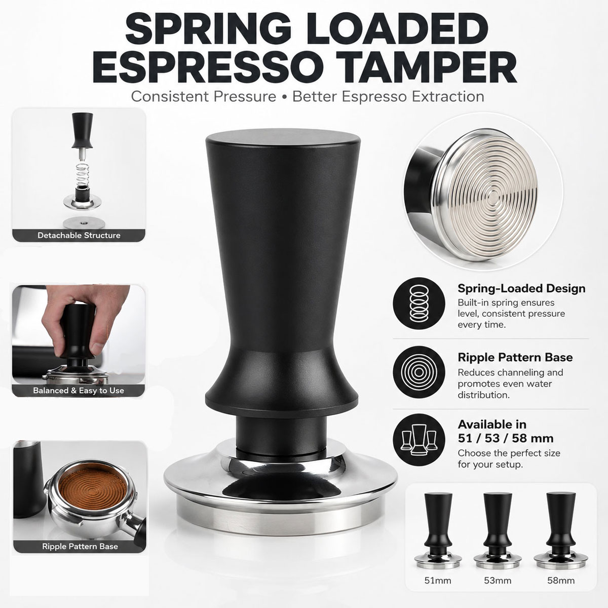 1pcs 51/53/58 mm Coffee Tamper - огляд і ціна Coffee Tamper Leveler