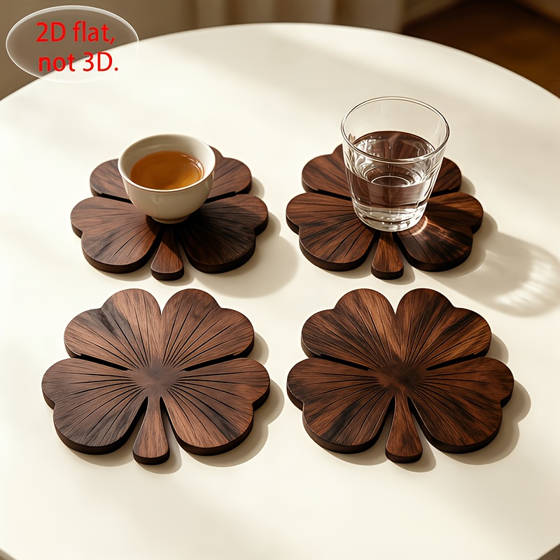 4Pcs 2D Flat Clover Wooden Coa - огляд і ціна Coffee Tea Catering