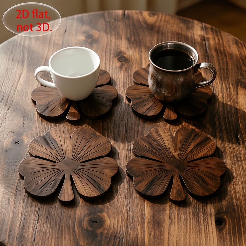 4Pcs 2D Flat Clover Wooden Coa - огляд і ціна Coffee Tea Catering