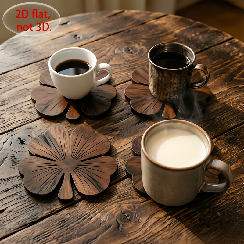 4Pcs 2D Flat Clover Wooden Coa - огляд і ціна Coffee Tea Catering